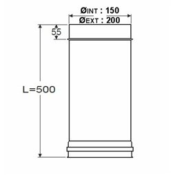 Longueur droite 500 mm double paroi - Ø int/ext: 150-200