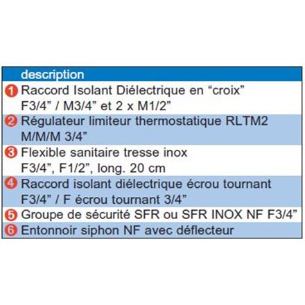 Kit de sécurité pour chauffe-eau avec groupe de sécurité SFR