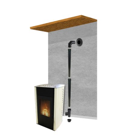 Pack raccordement noir Ø80mm pour conduit existant mural Ø80mm