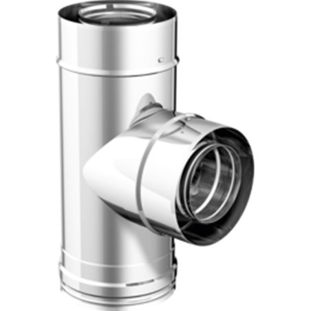Té à 90° tuyau coaxial - Ø 80/130 / Piquage pour conduit de fumée