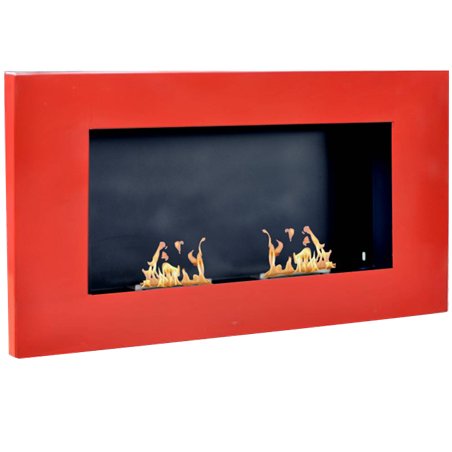 Cheminée bioéthanol Bio Frame 2 brûleurs rouge murale