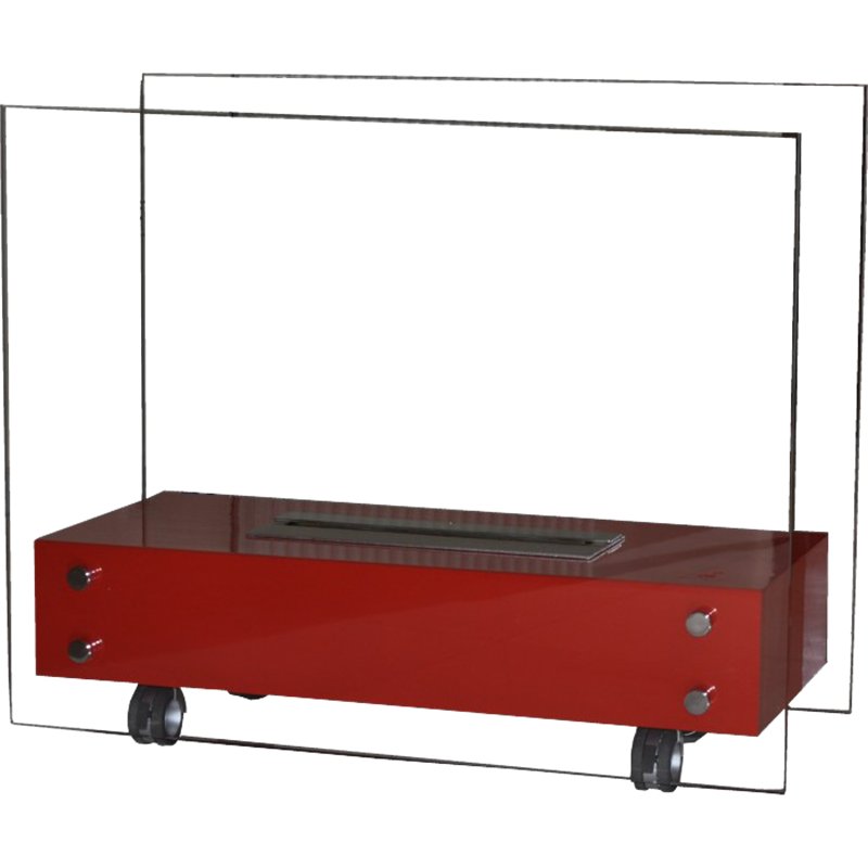 Cheminée bioéthanol 2500 ml rouge sur roulettes