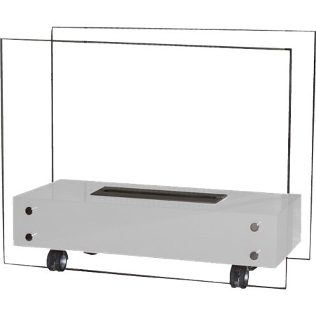 Cheminée bioéthanol 2500 ml blanc sur roulettes