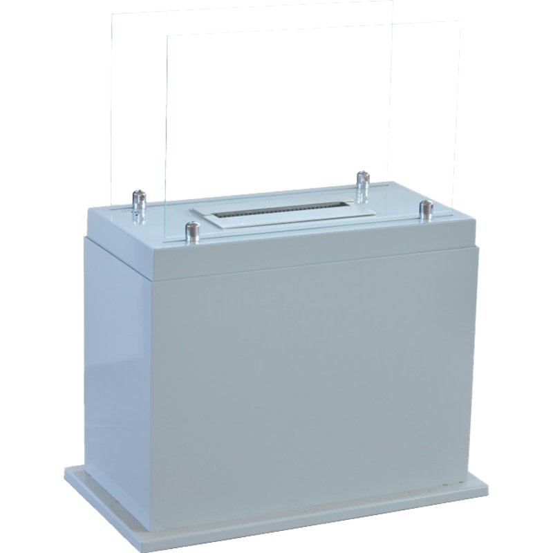 Cheminée bioéthanol Stand 4 vitres 1000 ml blanc acier