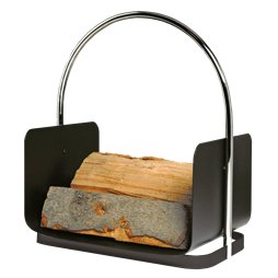 Panier à bûches noir avec poignée chromée