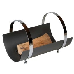 Panier à bûches anthracite avec poignées chromées