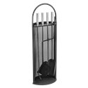 Serviteur de cheminée 4 pièces anthracite avec manche inox