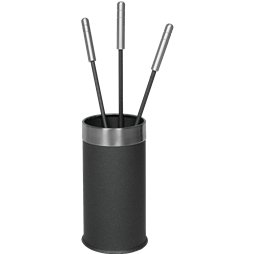 Serviteur de cheminée anthracite 3 pièces avec poignées inox