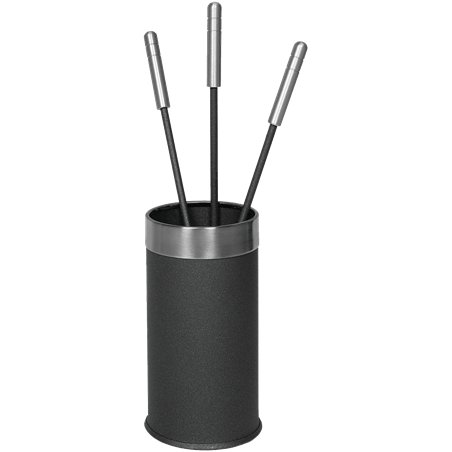Serviteur de cheminée anthracite 3 pièces avec poignées inox