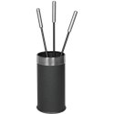 Serviteur de cheminée anthracite 3 pièces avec poignées inox