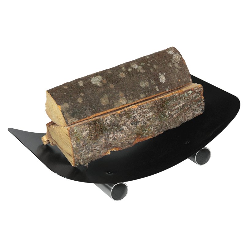 Panier à bûches noir avec pieds en inox