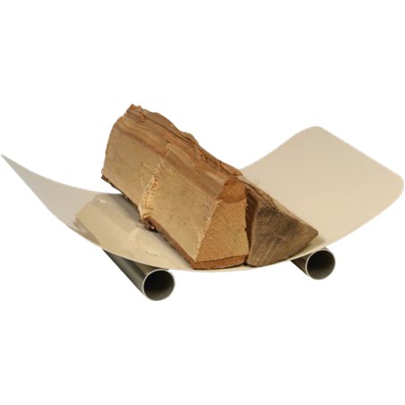 Panier à bûches ivoire avec pieds en inox