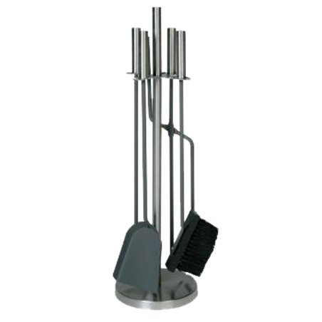 Serviteur de cheminée 4 pièces inox accessoires anthracite et manche inox