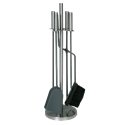 Serviteur de cheminée 4 pièces inox accessoires anthracite et manche inox