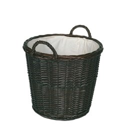 Panier à bûches en osier avec doublure en toile de jute - Diamètre: 50 cm