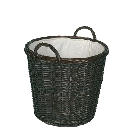 Panier à bûches en osier avec doublure en toile de jute - Diamètre: 50 cm