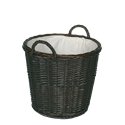 Panier à bûches en osier avec doublure en toile de jute - Diamètre: 50 cm