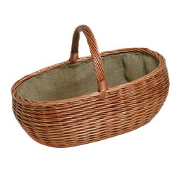 Panier à bûches en osier avec doublure en toile de jute - 50 x 46 x 39 cm
