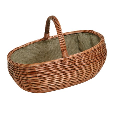 Panier à bûches en osier avec doublure en toile de jute - 50 x 46 x 39 cm