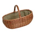 Panier à bûches en osier avec doublure en toile de jute - 50 x 46 x 39 cm