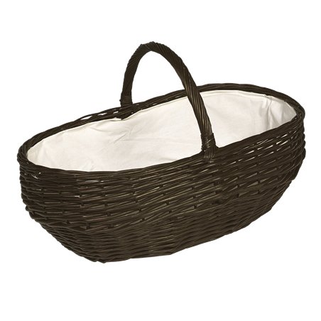 Panier à bûches en osier avec doublure en toile de jute - 50 x 46 x 39 cm