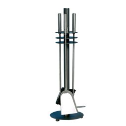 Serviteur de cheminée 3 pièces anthracite avec accessoires inox