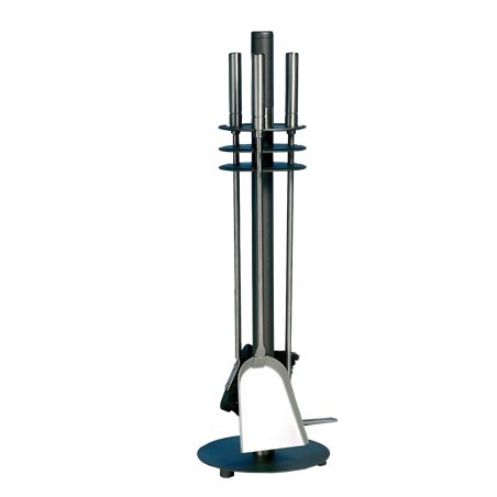 Serviteur de cheminée 3 pièces anthracite avec accessoires inox