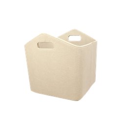 Panier à bûches en feutre beige