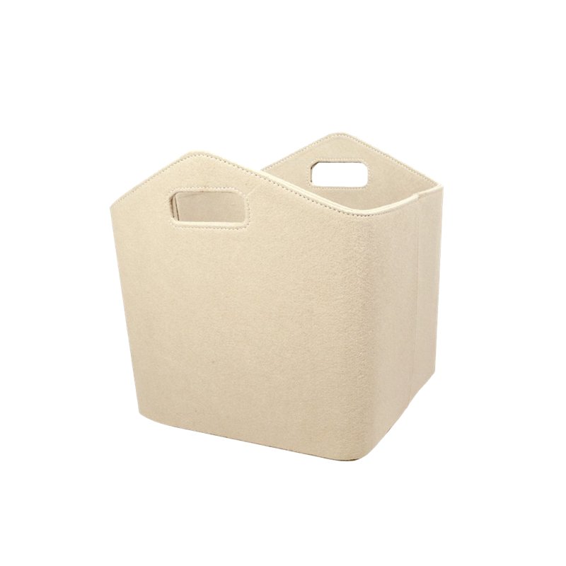 Panier à bûches en feutre beige