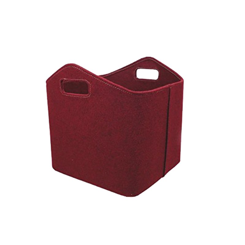 Panier à bûches en feutre rouge