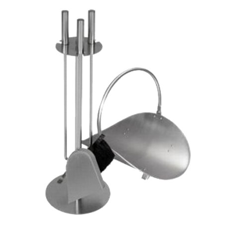Set d'accessoires de cheminée inox - serviteur 3 pièces et panier à bûches