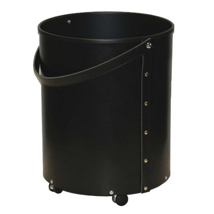 Panier à bûches en cuir noir sur roulettes