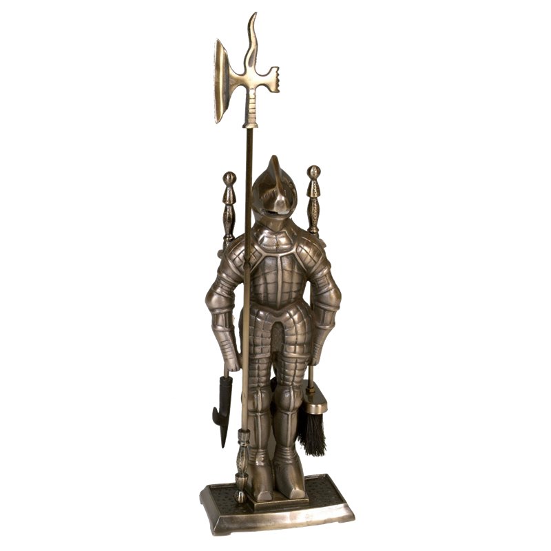 Serviteur de cheminée 3 pièces - Chevalier laiton antique Serviteur de cheminée 3 pièces - Chevalier laiton antique