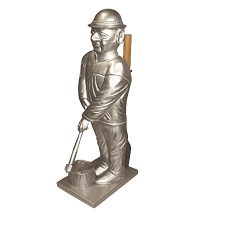 Serviteur de cheminée 2 pièces - Bûcheron gris argenté