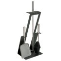 Serviteur de cheminée anthracite 3 pièces, poignées inox