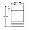 Longueur droite 250 mm double paroi isolée - Ø int/ext: 80-130