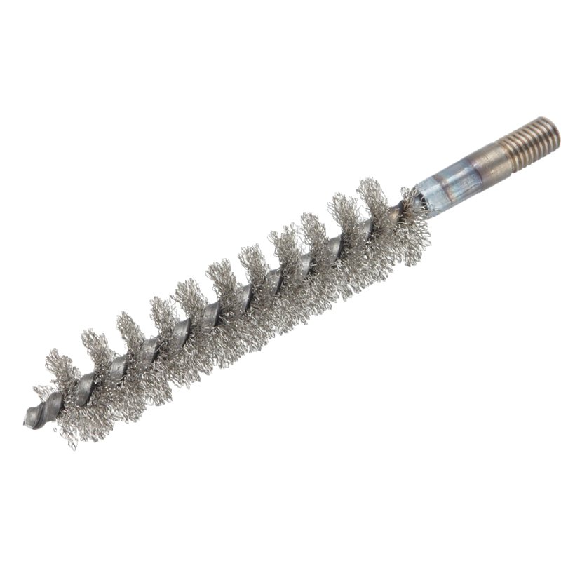 Ecouvillon cylindrique, inox ondulé, filetage M10, fils 100 mm, 120 mm long