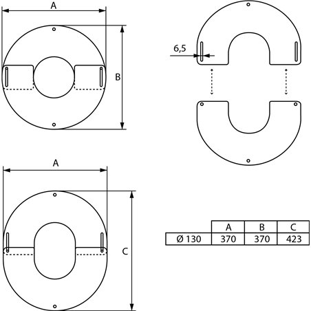 Plaque de finition ronde inox Ø 130 mm