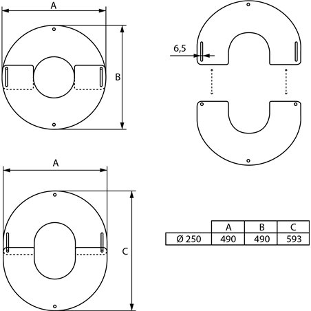 Plaque de finition ronde inox Ø 250 mm