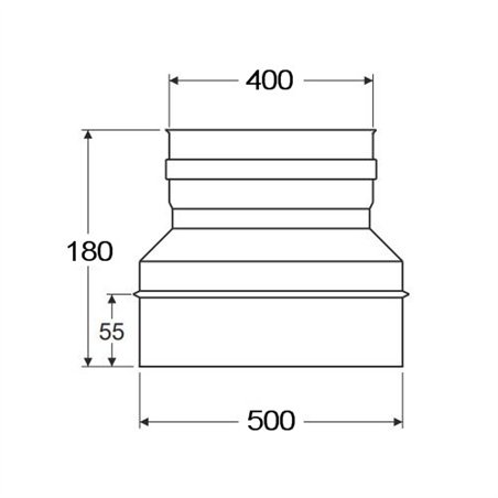 Réduction simple paroi inox - Ø 400 F - 500 M