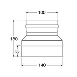 Réduction simple paroi inox - Ø 100 F - 140 M