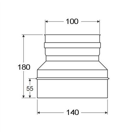 Réduction simple paroi inox - Ø 100 F - 140 M
