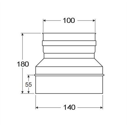 Réduction simple paroi inox - Ø 100 F - 140 M