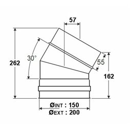Coude à 30° double paroi isolée - Ø int/ext: 150-200