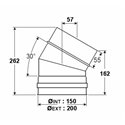 Coude à 30° double paroi isolée - Ø int/ext: 150-200