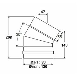 Coude à 30° double paroi isolée - Ø int/ext: 80-130