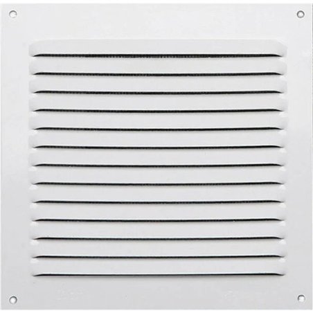 Grille aluminium laquée blanc avec moustiquaire 25x25 cm