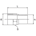 Manchon bronze M Ø 1/2x22 à sertir - filetage R