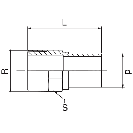 Manchon bronze M Ø 1/2x22 à sertir - filetage R