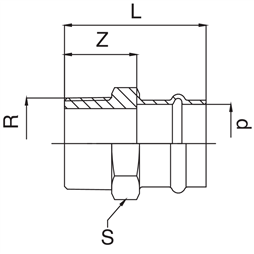 Manchon bronze F Ø 1x28 à sertir - filetage R
